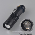 lámpara de antorcha ultravioleta de zoom LED Mini de bolsillo